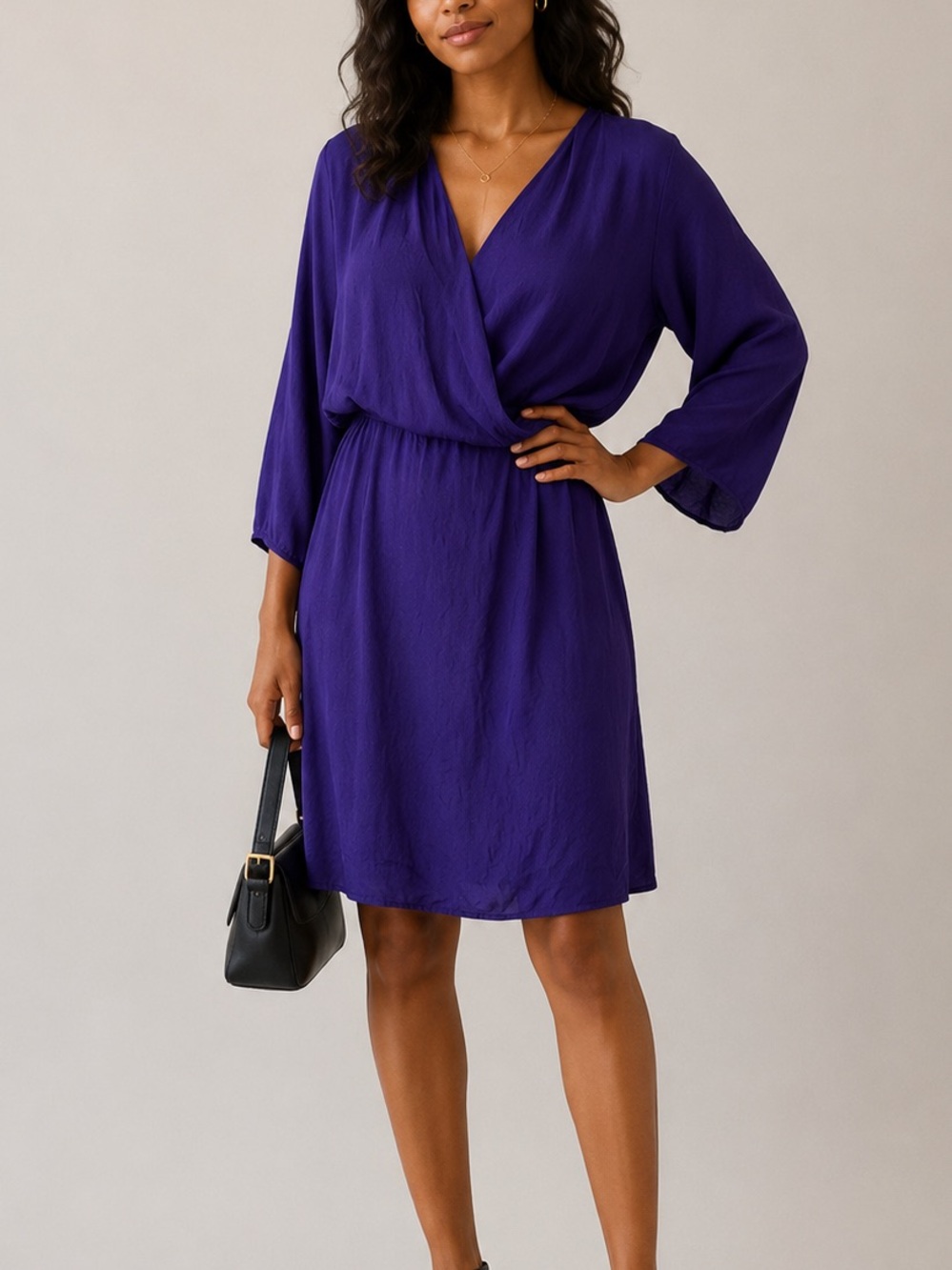 Massimo Dutti Purple Satin Wrap Dress